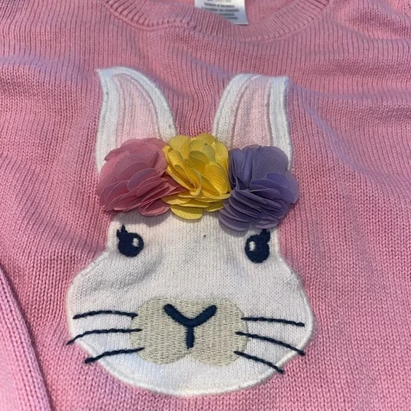 Gymboree embroidered Pink Bunny Sweater - Picture 2 of 3